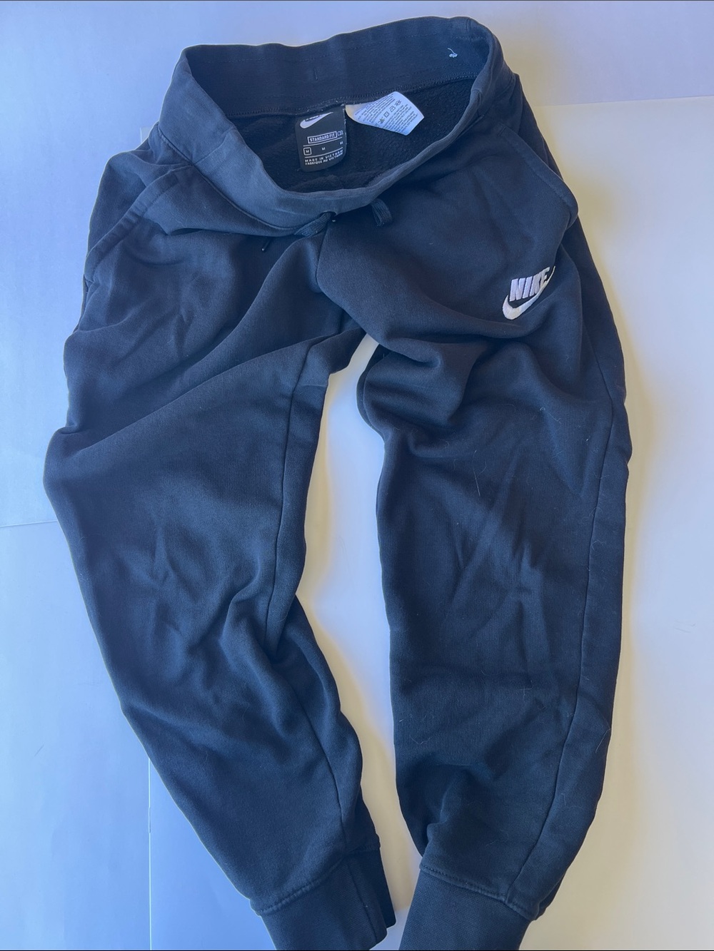 Nike Youth Black Jogger Sweatpants with White Swoosh